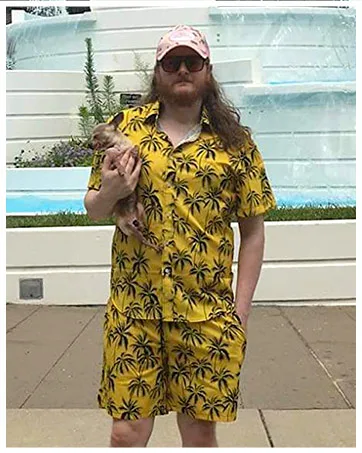 EUOW Men's Hawaiian Shirts and Shorts Set 2 Pieces Button Down Short Sleeve Beach Vacation Outfits Yzbl Medium - product information 24