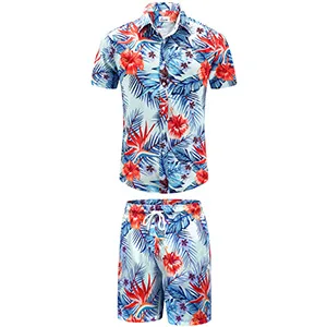 EUOW Men's Hawaiian Shirts and Shorts Set 2 Pieces Button Down Short Sleeve Beach Vacation Outfits Yzbl Medium - product information 29