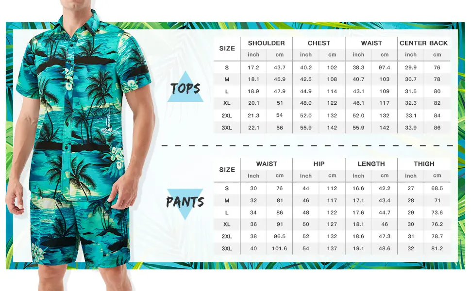 EUOW Men's Hawaiian Shirts and Shorts Set 2 Pieces Button Down Short Sleeve Beach Vacation Outfits Yzbl Medium - product information 30