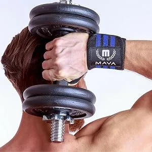 Mava Sports Double-Stitched Support Weightlifting Wrist Wraps for Painless Workouts, Heavy Lifting and Kettlebell, Unisex 18" Black/White - wrist wrap