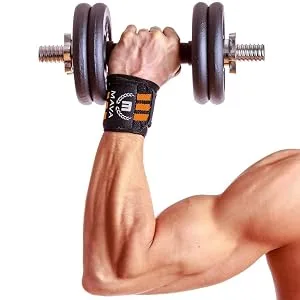 Mava Sports Double-Stitched Support Weightlifting Wrist Wraps for Painless Workouts, Heavy Lifting and Kettlebell, Unisex 18" Black/White - wrist wrap