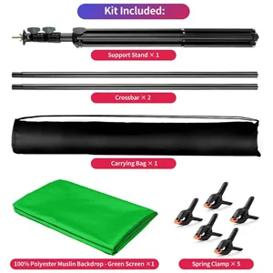 Green Screen Backdrop with Stand kit,YELANGU 6.5X5ft Portable Photographic Studio Photo Background for Streaming, ID Photos, Video conferences and interviews - backdrop stand