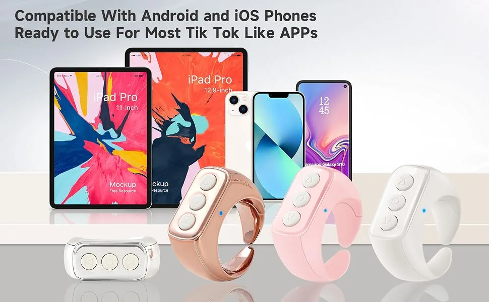 CKG Tiktok Bluetooth Remote Control, Smart Finger Remote for iPhone2022 Design, Ultra-Long Standby and Quick Charging, More Stylish TIK Tok Remote Compatible with iOS and Android - Snow White - tiktok remote control