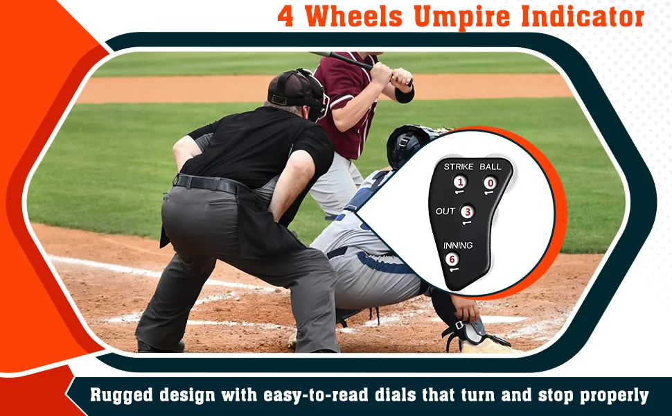 Deekin 4 Wheel Umpire Indicator Umpire Clicker Umpire Gear Baseball Clicker Outs Innings Balls and Strike Clicker for Softball 12 - product information 6