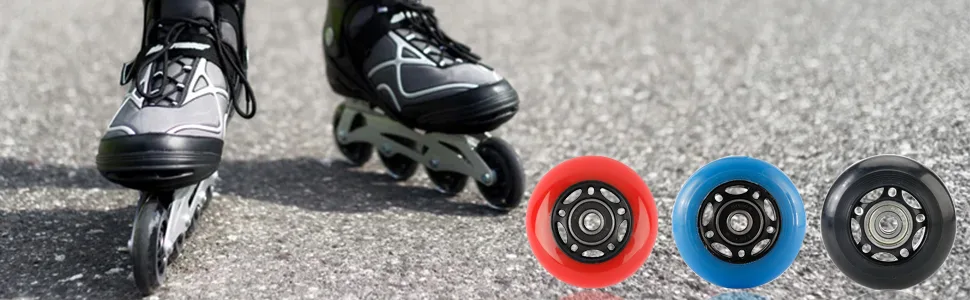 Yaegoo 8 PCS 64mm 80mm Inline Skate Wheels Skates Replacement Wheels with Bearings Black 80mm - Inline Skate Wheels 85A