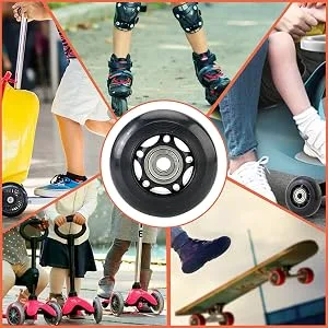 Yaegoo 8 PCS 64mm 80mm Inline Skate Wheels Skates Replacement Wheels with Bearings Black 80mm - Roller Blade Skating Wheels Replacement with ABEC-7 Bearing