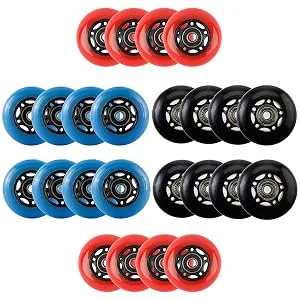 Yaegoo 8 PCS 64mm 80mm Inline Skate Wheels Skates Replacement Wheels with Bearings Black 80mm - Roller Skate Wheels