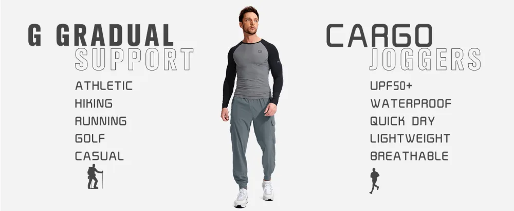 G Gradual Men's Joggers with Multi Pocket Lightweight Quick Dry Hiking Cargo Pants for Men Athletic Travel Golf Outdoor Black Large - mens joggers