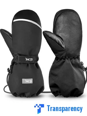 MCTi Kids Mittens Waterproof Winter Ski Warm Sherpa Lined Long Cuff with String Red XXX-Small(Fits 2-4 years) - SP-HCMCTIG-A24