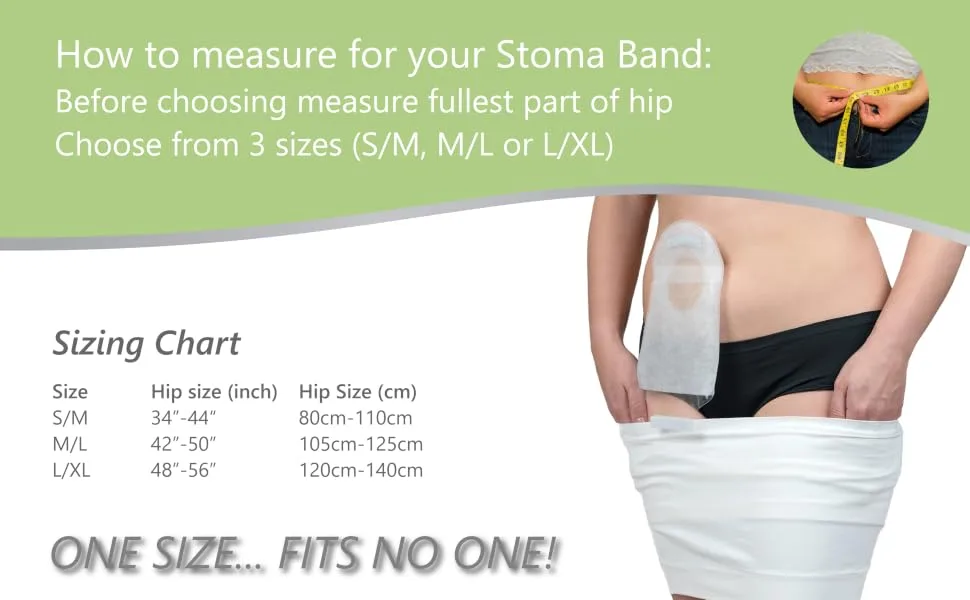 AltroCare Stoma Support Garment. Ostomy wrap with inner pocket to hold pouch. Medium/Large - Sizing Chart