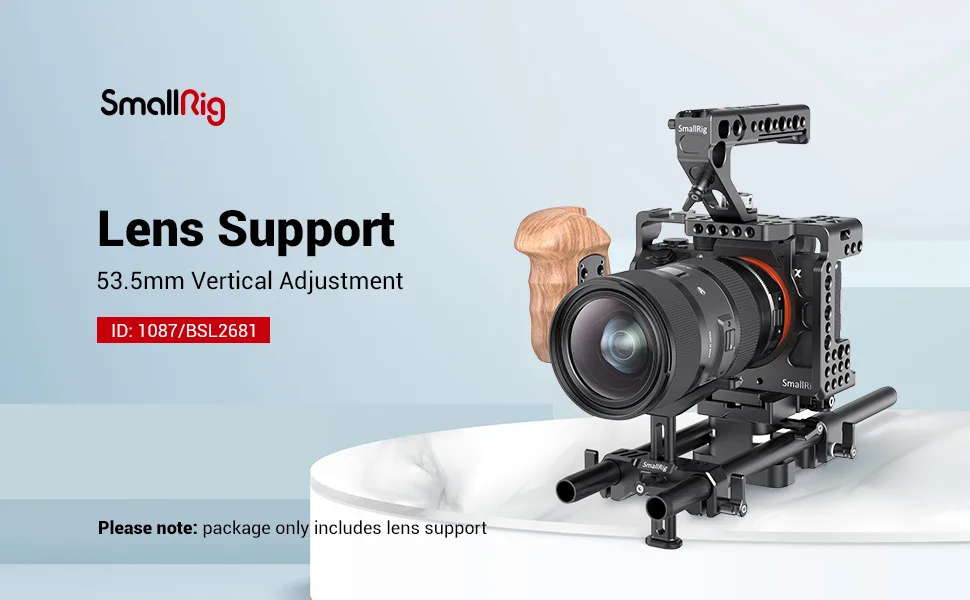SmallRig Universal Lens Support with 15mm LWS Rod Clamp for Diameter 50mm to 140mm Lenses - BSL2681 - BSL2681