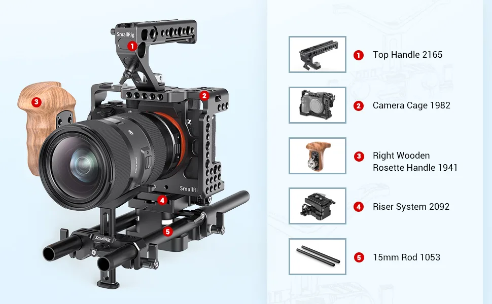 SmallRig Universal Lens Support with 15mm LWS Rod Clamp for Diameter 50mm to 140mm Lenses - BSL2681 - BSL2681