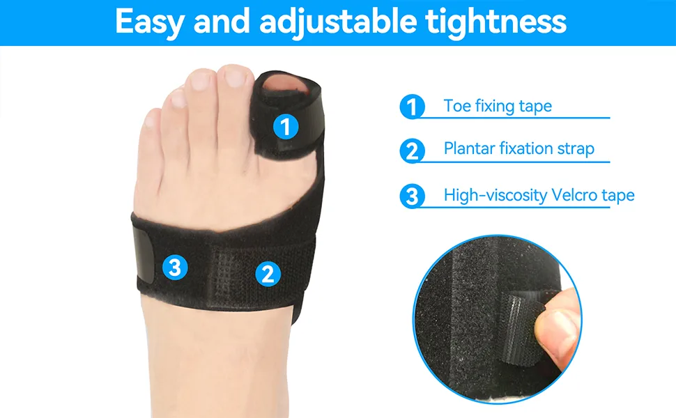 Toe Brace, Multi Adhesive Toe Fracture Fixator, Hallux Valgus Correction Splints, Toe Protectors Support Brace for Men Women(Black) - product information 5