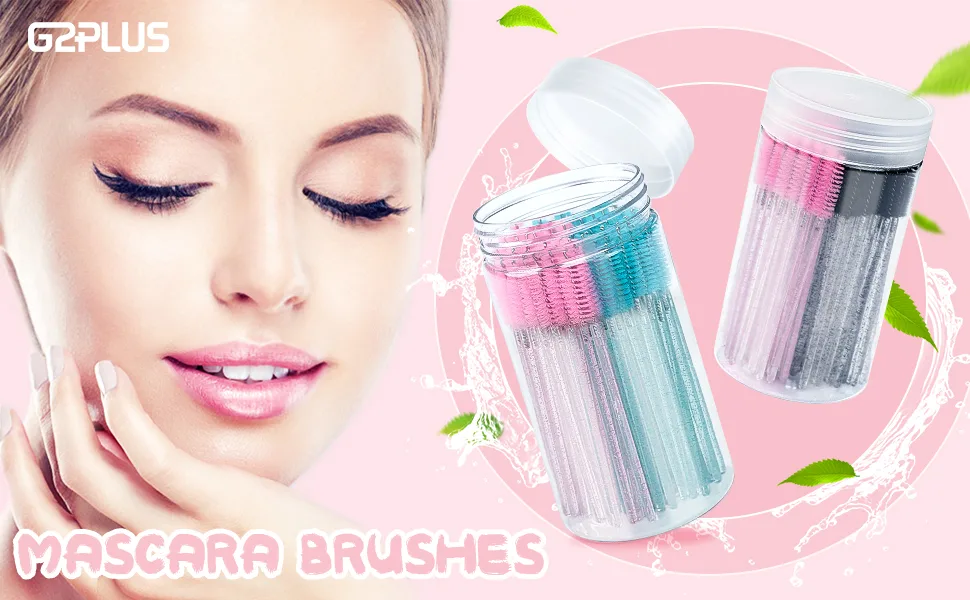 100PCS Crystal Mascara Wands Disposable Eyelash Eyebrow Spoolie Brush for Makeup Eyelash Extensions(Blue) - Crystal Mascara Wands