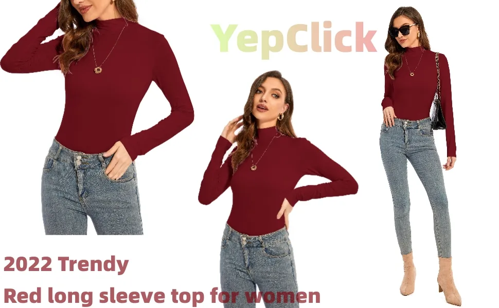 YepClick Women's Long Sleeves Mock Turtleneck Tops Basic Stretch Slim Fit Lightweight Cozy Under Layer T-Shirts Green Medium - turtleneck