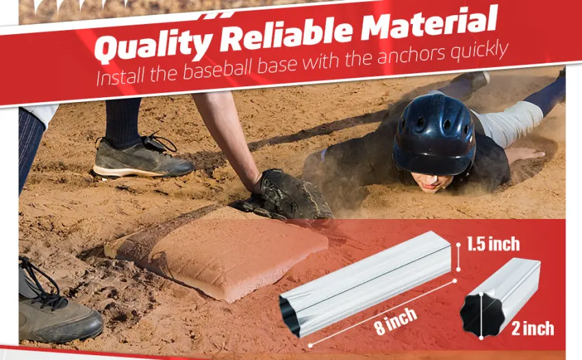 Dunzy Crimped Style Ground Anchors for Baseball Bases, Silver (3 Pcs) - product information 2