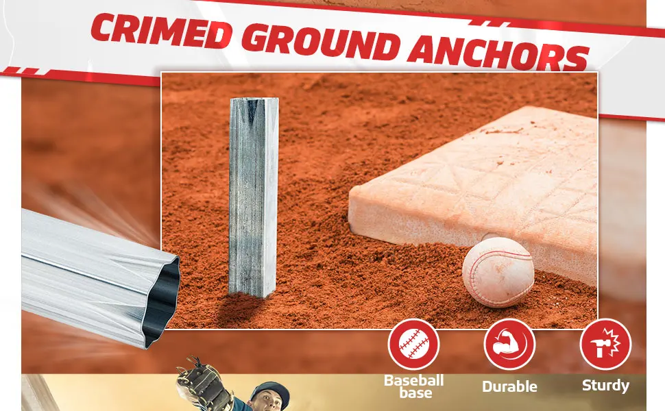 Dunzy Crimped Style Ground Anchors for Baseball Bases, Silver (3 Pcs) - product information 3