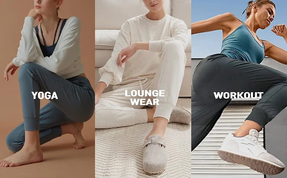 Hat and Beyond Womens Casual Active Lightweight French Terry Jogger Pants Yoga Sweatpants Pockets Large 3mxe01_charcoal - Life style