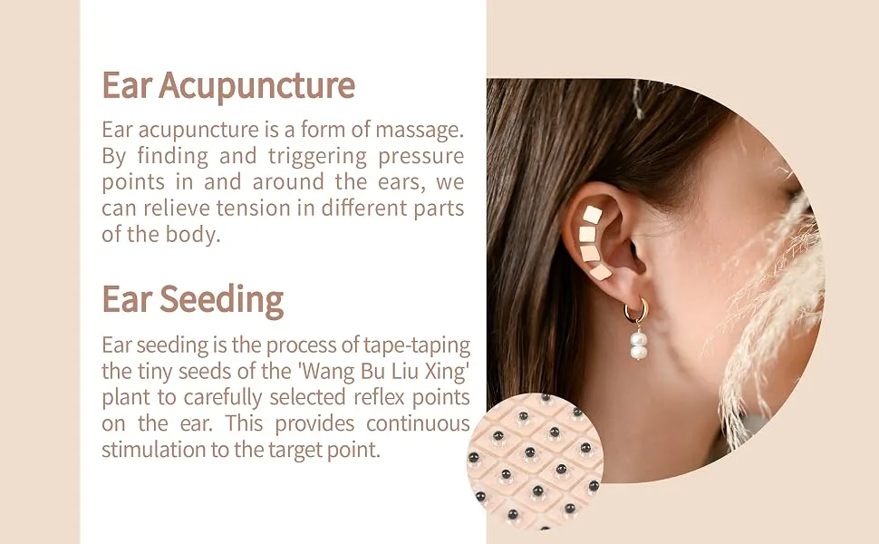 Multi-Condition Ear Seeds Acupuncture Kit, with Acupuncture Ear Press Seeds 1200Pcs, Acupuncture Pen, Acupressure Ear Chart, Tweezers - ear seeds 2