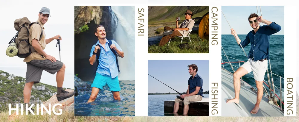 BALEAF Men's Short Sleeve Shirts UPF 50+ Sun Protection Casual Button Down for Fishing Hiking Beach Lightweight Quick Dry Ashleigh Blue Large - ega019