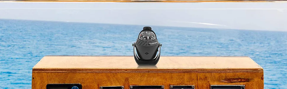Boat Compass Dash Mount Flush - Boating Compass Dashboard Suction - Navigation Marine Compass Boats Surface Mount - Illuminated Dashboard Compass Ship - Electronic Sea Compass Black - turn on sport