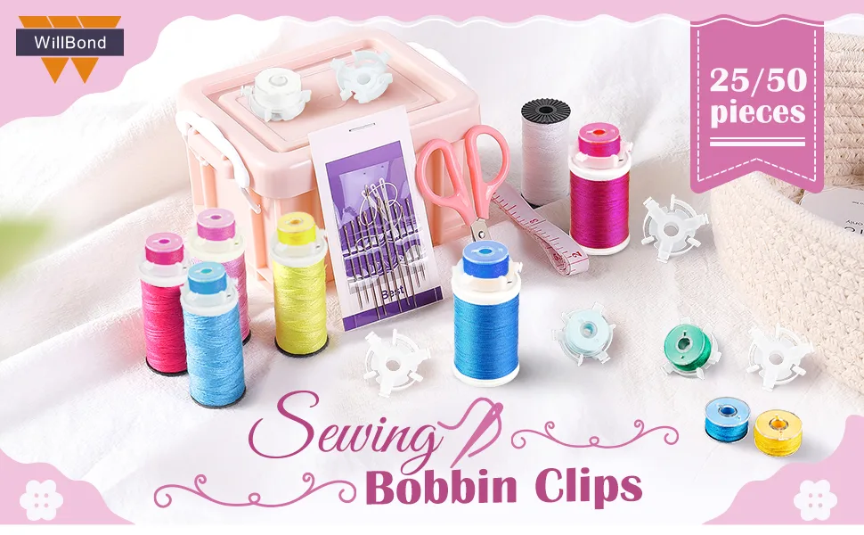 Bobbin Holders for Thread Spool Sewing Bobbin Small Clips Sewing Tool Accessory Clear Thread Clips Holder Tool (50 Pieces) - product information 1