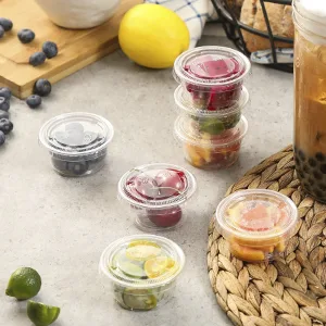 260 Sets - 2 oz  Jello Shot Cups, Small Plastic Containers with Lids, Airtight and Stackable Portion Cups, Salad Dressing Container, Dipping Sauce Cups, Condiment Cups for Lunch, Party, Trips 2oz - 260 - food