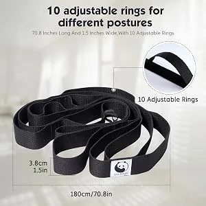 Slim Panda Yoga Stretch Strap,10 Loops Strap for Physiotherapy,Yoga,Pilates,Exercise, Dance,and Gymnastics,Soft and Durable,Suitable for Home Exercise - product information 8