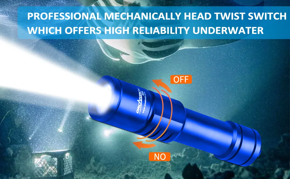 ORCATORCH D520 Scuba Dive Light 1000 Lumens Waterproof Diving Torch Submarine Diving Lights Underwater Diving Flashlight (Blue) - best scuba diving light