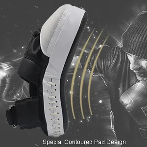 Aoneky PU Leather Curved Punching Mitts - Target Focus Training Hand Pads for Boxing, Karate, MMA, Muay Thai, Kickboxing, Dojo, UFC, Martial Arts, 1 Pair - Punching Mitts