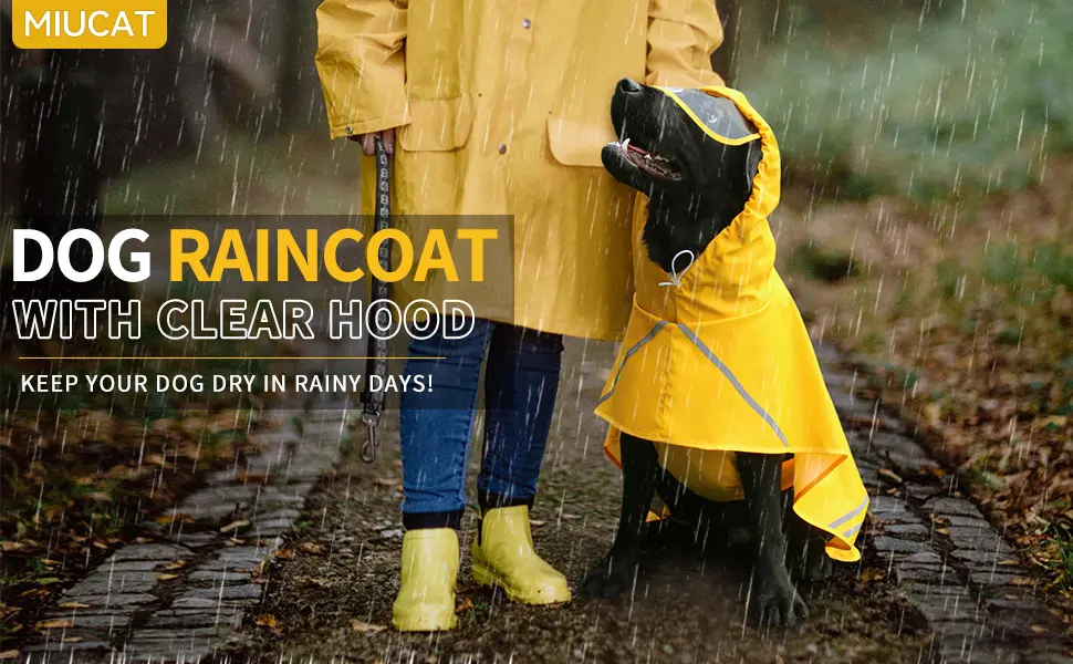 Dog Raincoats for Large Dogs, Waterproof Adjustable Pet Raincoat Jacket, Reflective Strip Hoodie, Rain Poncho Jacket for Medium Large Dogs(X-Large) X-Large(Back Length24'') - product information 2