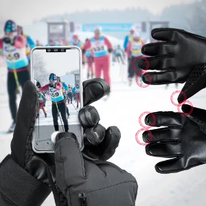 devembr Ski Gloves Waterproof, Warm Snowboard Gloves with Wrist Guard, XS/S/M/L Black Medium - touch