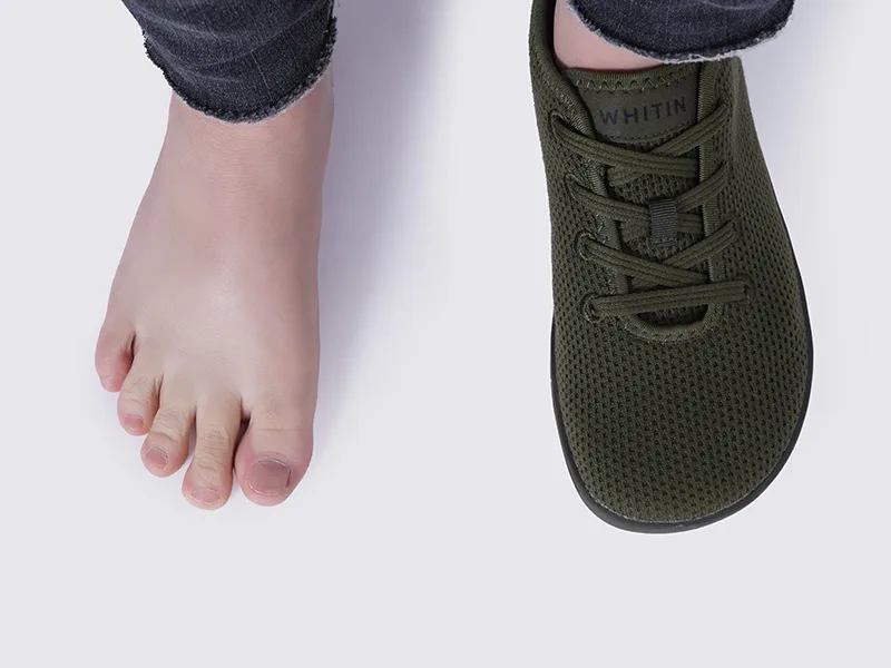 WHITIN Men's Wide Casual Barefoot Sneakers | Zero Drop Sole | Minimalist Style 12 Wide W88 | Olive Green - product information 2