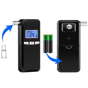 Breathalyzer & 10 Mouthpieces, Accurate Portable Handheld breathalyzer Breath Alcohol Tester for Personal & Professional Use Digital LCD Display - Step 1