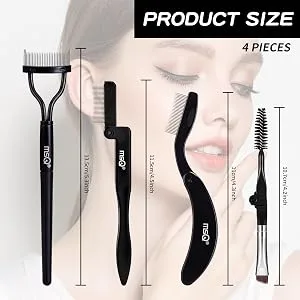 MSQ Eyebrow Brush and Comb Folding Eyelash Brush Eyelash Separator Eye Brow Comb & Spoolie Brush Professional Mascara Brushes Eye Makeup Tools Set 4PCS Style 1 - product information 2