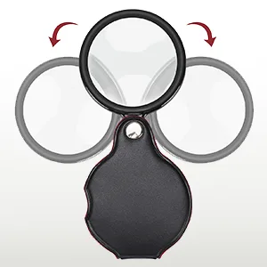 10X Small Magnifying Glass, TEOYALL 2 PCS Mini Pocket Magnifier Folding Magnify Glass with Rotating Protective Holster - Folding Magnifying Glass