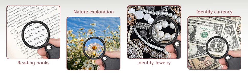 10X Small Magnifying Glass, TEOYALL 2 PCS Mini Pocket Magnifier Folding Magnify Glass with Rotating Protective Holster - Mini Magnifier