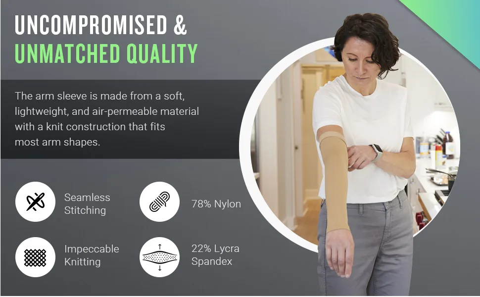 Mojo Compression Socks - Medical Opaque Lymphedema Compression Arm Sleeve - Wrist & Elbow - 20-30mmHg - Unisex - Beige, XXXX-Large Beige XXXX-Large - Compression Socks, Arm Sleeve