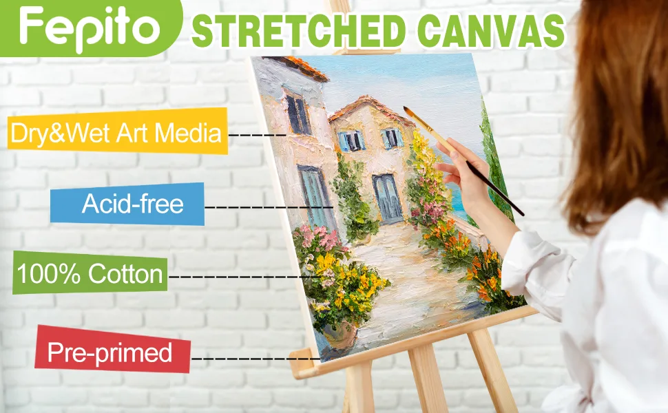 FEPITO 6 Set Artist Blank Canvas Assorted Size Art Canvas Frame Stretcher Acrylic Oil Water Painting Board - Artist Blank Canvas