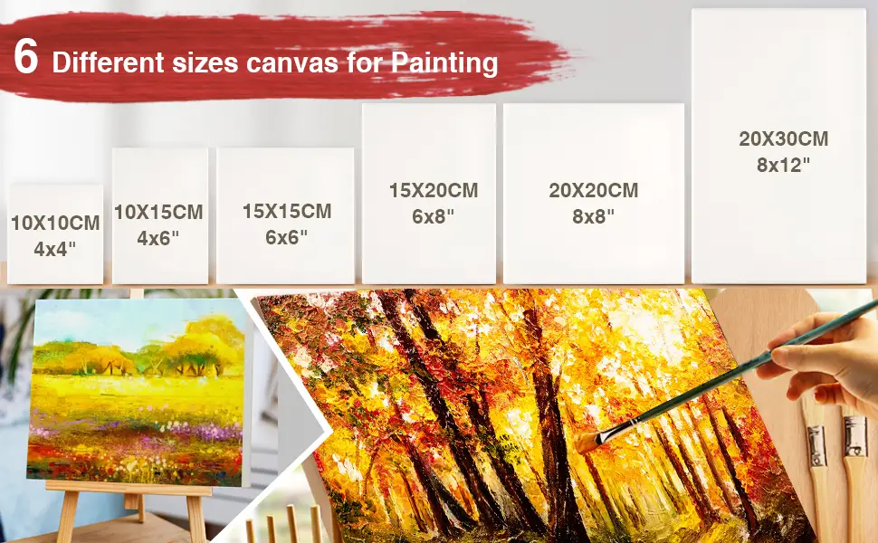 FEPITO 6 Set Artist Blank Canvas Assorted Size Art Canvas Frame Stretcher Acrylic Oil Water Painting Board - Artist Blank Canvas