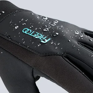 FREETOO Waterproof Winter Gloves with Fleece Lining for Cold Weather Midnight Black Large - water wind resistance gloves