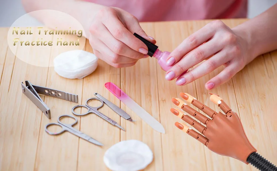 Practice Hands for Acrylic Nail, Adjustable Fake Model Hand for Nails Practice, Nail Hand Practice Tools Kits with Nail File, Nail Clipper, 300pcs Nail Tips for Nails Art Beginner (Training Hand Kit) - product information 9