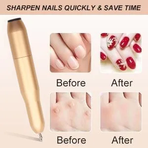 Portable Electric Nail Drill Kit, Electrical Nail File for Acrylic, Gel Nails, Manicure Pedicure Polishing Shape Tools Design for Home Salon Use (Gold) - nail file