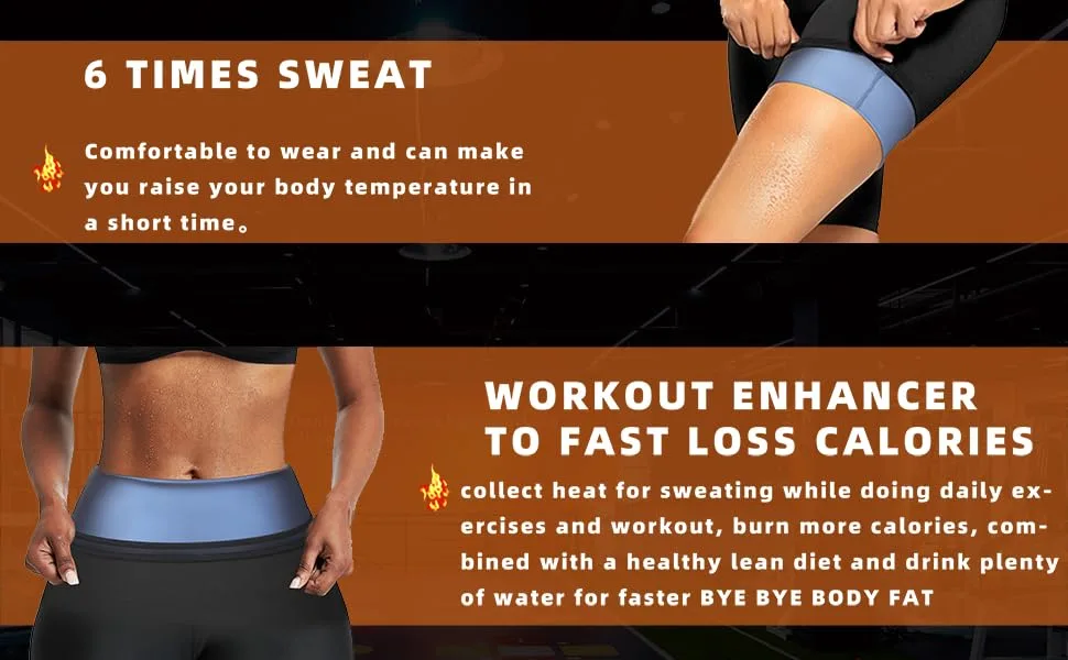 BODYSUNER Sauna Sweat Shorts Thermos Pants Compression Workout Gym Exercise Waist Trainer Body Shaper Thighs Tummy Control Dark Blue L/XL - sweat short