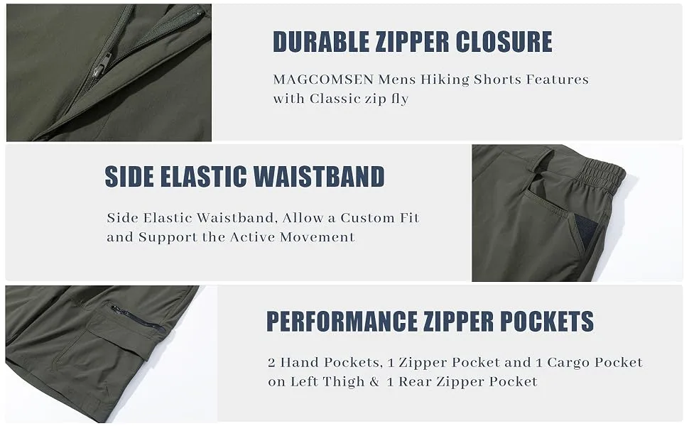 MAGCOMSEN Men's Shorts Cargo Work Hiking Tactical Shorts with 5 Pockets Quick Dry, Sun Protection, Tear Resistant Black 34 - mens hiking shorts