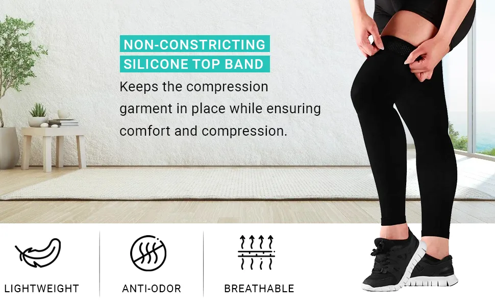 Mojo Compression Socks - 7XL Thigh-High Stockings with Grip Top for Relief from Varicose Veins, Lymphedema, and Swelling - Black, Extra Wide Ankle, Calf & Thigh Plus Size A609BL10 - Medical Compression Stockings - 1 Pair Black 7X-Large - Mojo Compression Stockings Thigh-Hi Leg Sleeve Firm Graduated Support, Stockings, Socks