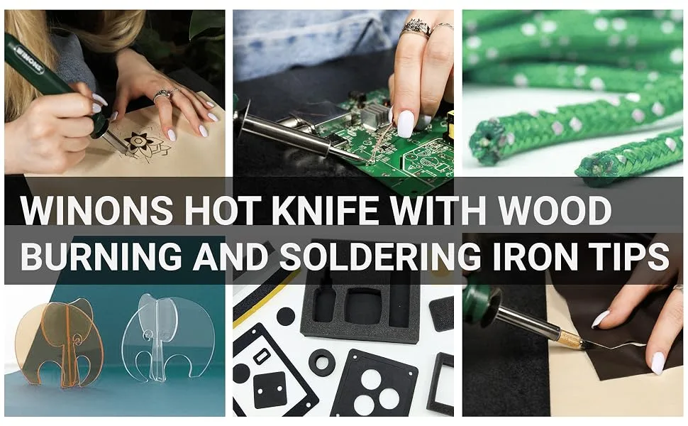 WINONS Hot Knife Plastic Cutter with Temperature Control (Set of 25), WBT-0003-6 Multipurpose Stencil Cutter with Soldering Iron and Wood Burning Tips - Wood Burning Hot knife