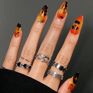 Almond Nail Tips Medium, Bettycora Soft Gel Nail Tips 120Pcs Pre-Shape False Nails Full Cover Clear for Acrylic Nail Extensions, 12 Sizes A1-Medium Almond 120Pcs - Halloween press on nails