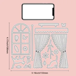 INFUNLY Window Dies Cuts Curtain Metal Cutting Dies Frame Cutting Dies for Card Making Cat Butterfly Pattern Clearance Embossing Dies for DIY Scrapbooking Decor - Window Dies Cuts