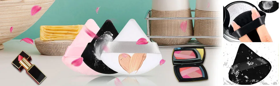 12 Pieces Powder Puffs for Face Powder Triangle Makeup Sponge for Loose Powder Cosmetic Foundation Sponge Soft Setting Powder Puff Beauty Blender Makeup Tool(Black) - D202N-11-N